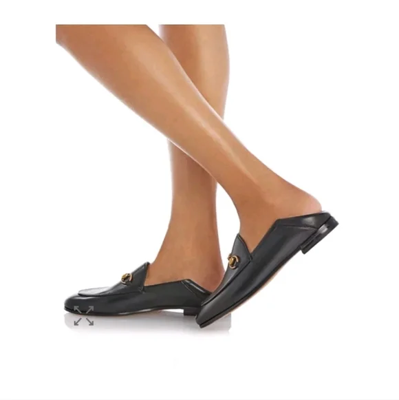 GUCCI Brixton Black Leather Horsebit Loafer Size EU 36.5 US 6.5 Collapsible Heel - Picture 3 of 16